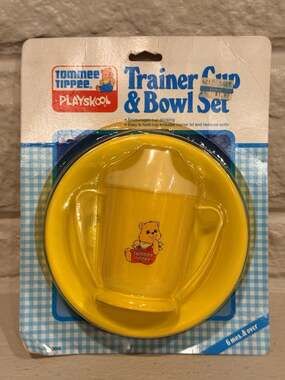 Vintage Playskool Tommee Tippee Trainer Cup and Bowl Set